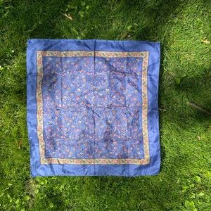 Vintage silky blue floral scarf